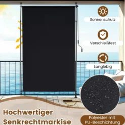 Außen Senkrechtmarkise Höhenverstellbare & Ausziehbare Vertikalmarkise 150 x 220-310 cm