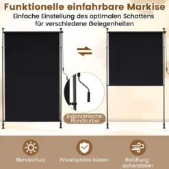 Außen Senkrechtmarkise Höhenverstellbare & Ausziehbare Vertikalmarkise 150 x 220-310 cm