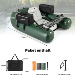 Aufbelasbares Fischerboot Schlauchboot Angelboot mit Rückenlehne Paddelboot 157 x 114 x 35 cm