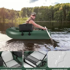 Aufbelasbares Fischerboot Schlauchboot Angelboot mit Rückenlehne Paddelboot 157 x 114 x 35 cm