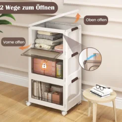 Aufbewahrungsbox mit Deckel faltbar Boxen Aufbewahrung 3er Set Kunststoffbox stapelbar Weiß (105 L)