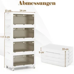 Aufbewahrungsbox mit Deckel Stapelboxen faltbar Aufbewahrungsbehälter mit Zweiweg-Türen 3/4-stufig