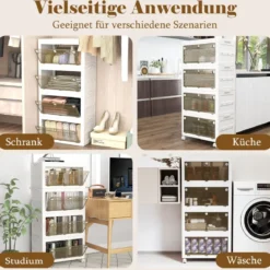 Aufbewahrungsbox mit Deckel Stapelboxen faltbar Aufbewahrungsbehälter mit Zweiweg-Türen 3/4-stufig