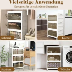 Aufbewahrungsbox mit Deckel Stapelboxen faltbar Aufbewahrungsbehälter mit Zweiweg-Türen 3/4-stufig