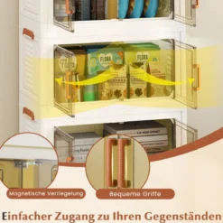 Aufbewahrungsbox mit Deckel & Rollen & Transparenten Türen Faltbare Stapelboxen Kunststoffbox