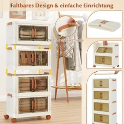 Aufbewahrungsbox mit Deckel & Rollen & Transparenten Türen Faltbare Stapelboxen Kunststoffbox