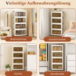 Aufbewahrungsbox mit Deckel & Rollen & Transparenten Türen Faltbare Stapelboxen Kunststoffbox