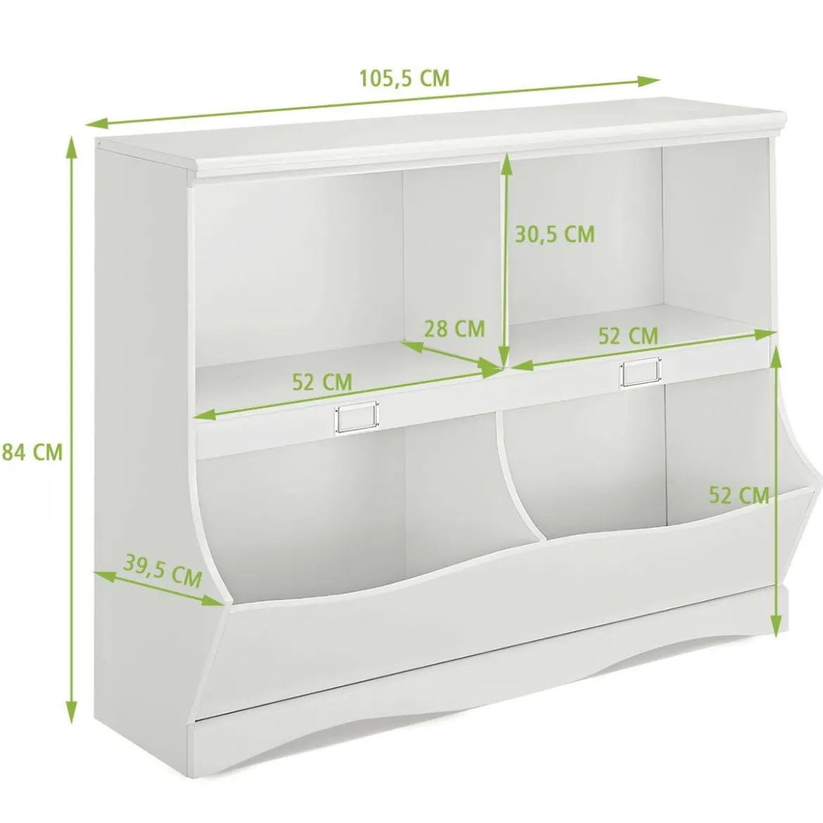 Aufbewahrungsregal mit Behältern Spielzeugregal für Kinder 105,5 x 39,5 x 84 cm Weiß