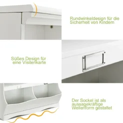 Aufbewahrungsregal mit Behältern Spielzeugregal für Kinder 105,5 x 39,5 x 84 cm Weiß