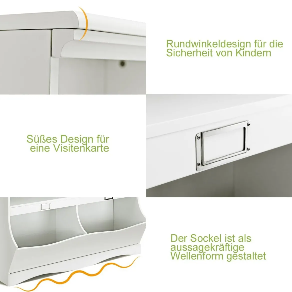 Aufbewahrungsregal mit Behältern Spielzeugregal für Kinder 105,5 x 39,5 x 84 cm Weiß