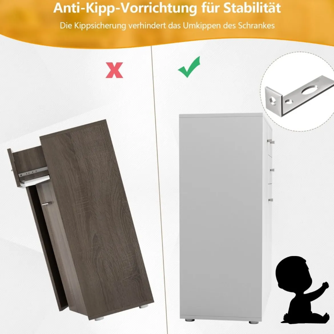 Aufbewahrungsschrank Freistehender Seitenschrank Bodenschrank mit Türen und Schubladen Weiß