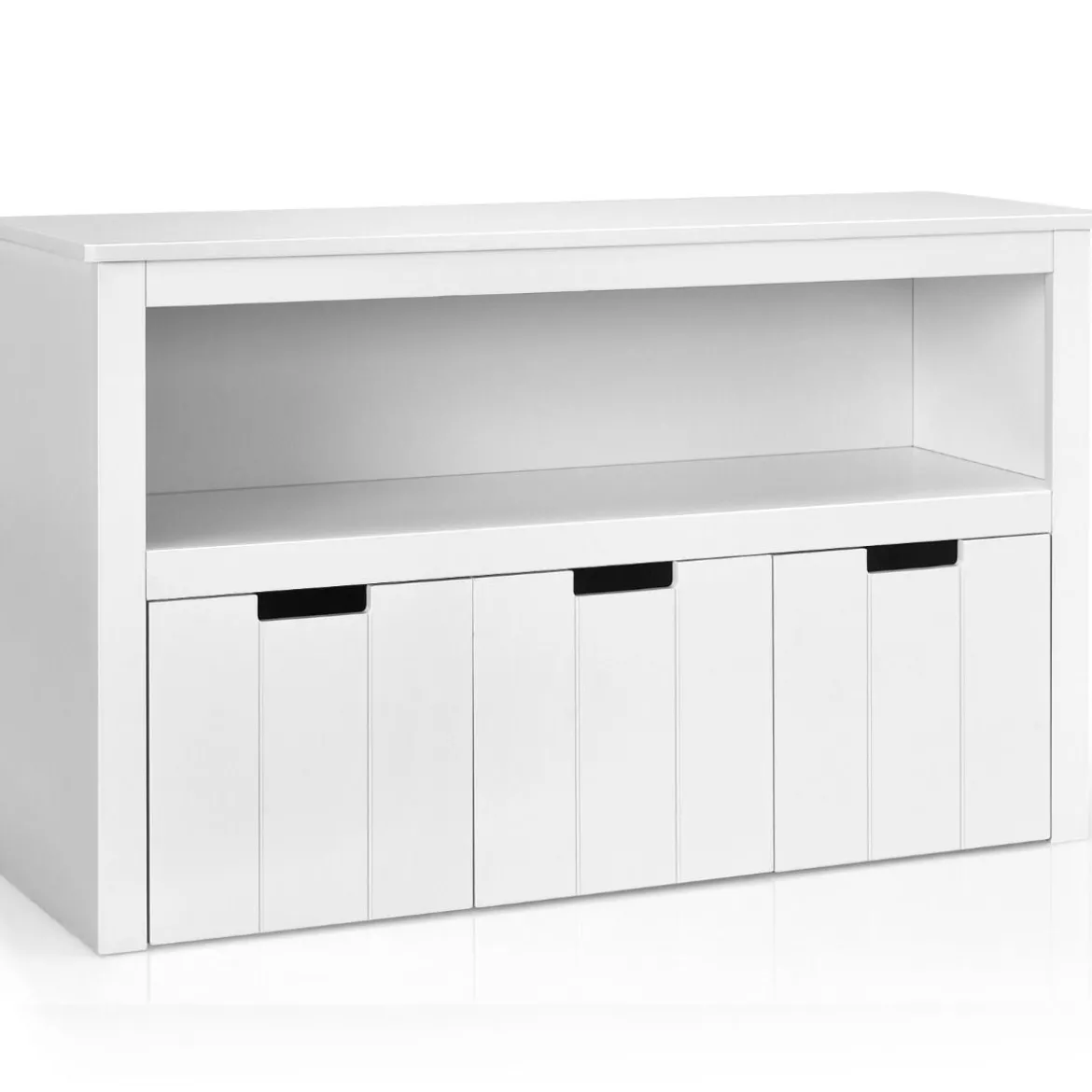 Aufbewahrungsschrank mit Schubladen Holz-Kinderschrank mit Rädern 101 x 33 x 62cm Weiß
