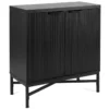 Aufbewahrungsschrank Sideboard aus Holz mit Geriffelten Türen & Robustem Metallgestell Schwarz