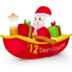 Aufblasbare Deko Weihnachten Countdown Weihnachtsmann im Ruderboot Weihnachtsdekoration
