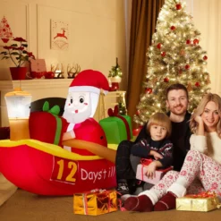 Aufblasbare Deko Weihnachten Countdown Weihnachtsmann im Ruderboot Weihnachtsdekoration