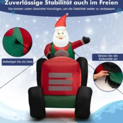 Aufblasbare Festtagsdekoration Weihnachtsmann mit eingebauten hellen LED-Leuchten 270 x 95 x 150 cm