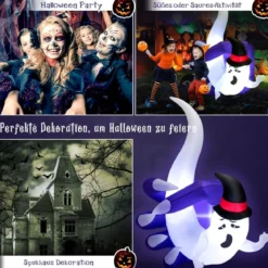 Aufblasbare Halloween-Dekoration Weißer Geist in Dämonenhand mit LED-Lichtern 140 x 90 x 190 cm