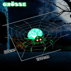 Aufblasbare Halloween-Spinne mit Spinnennetz Spinne mit Rotierendem LED-Licht