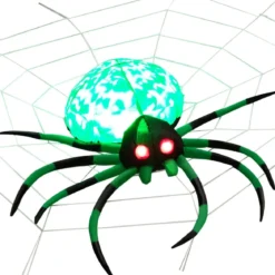Aufblasbare Halloween-Spinne mit Spinnennetz Spinne mit Rotierendem LED-Licht