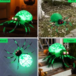 Aufblasbare Halloween-Spinne mit Spinnennetz Spinne mit Rotierendem LED-Licht