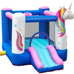 Aufblasbare Hüpfburg Einhorn mit Rutsche Kinder Spielburg 270 x 200 x 196 cm Bunt