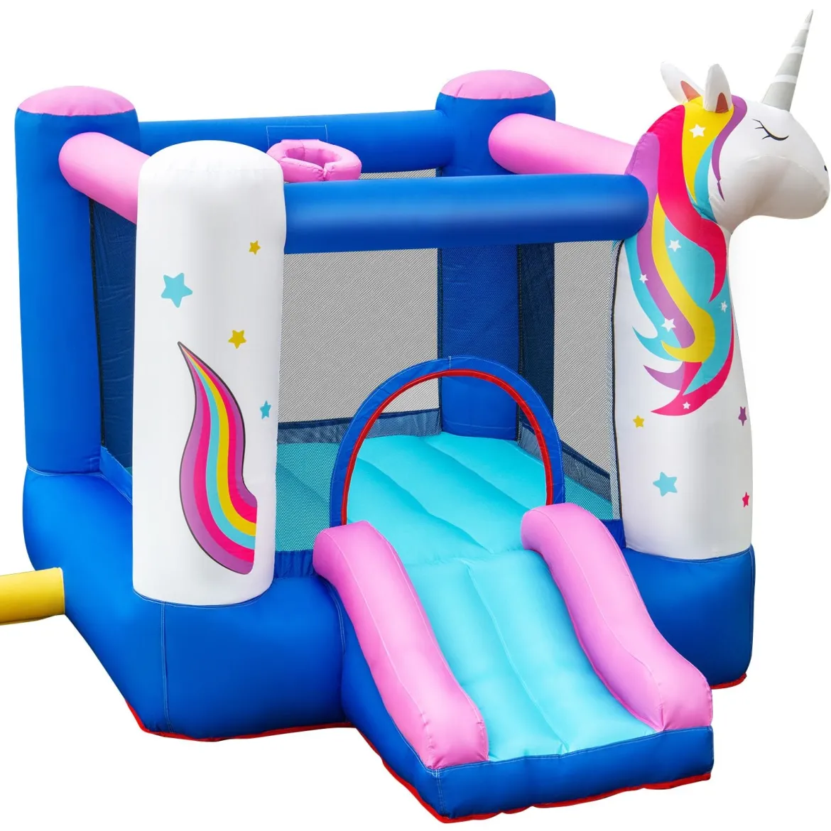 Aufblasbare Hüpfburg Einhorn mit Rutsche Kinder Spielburg 270 x 200 x 196 cm Bunt
