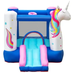 Aufblasbare Hüpfburg Einhorn mit Rutsche Kinder Spielburg 270 x 200 x 196 cm Bunt