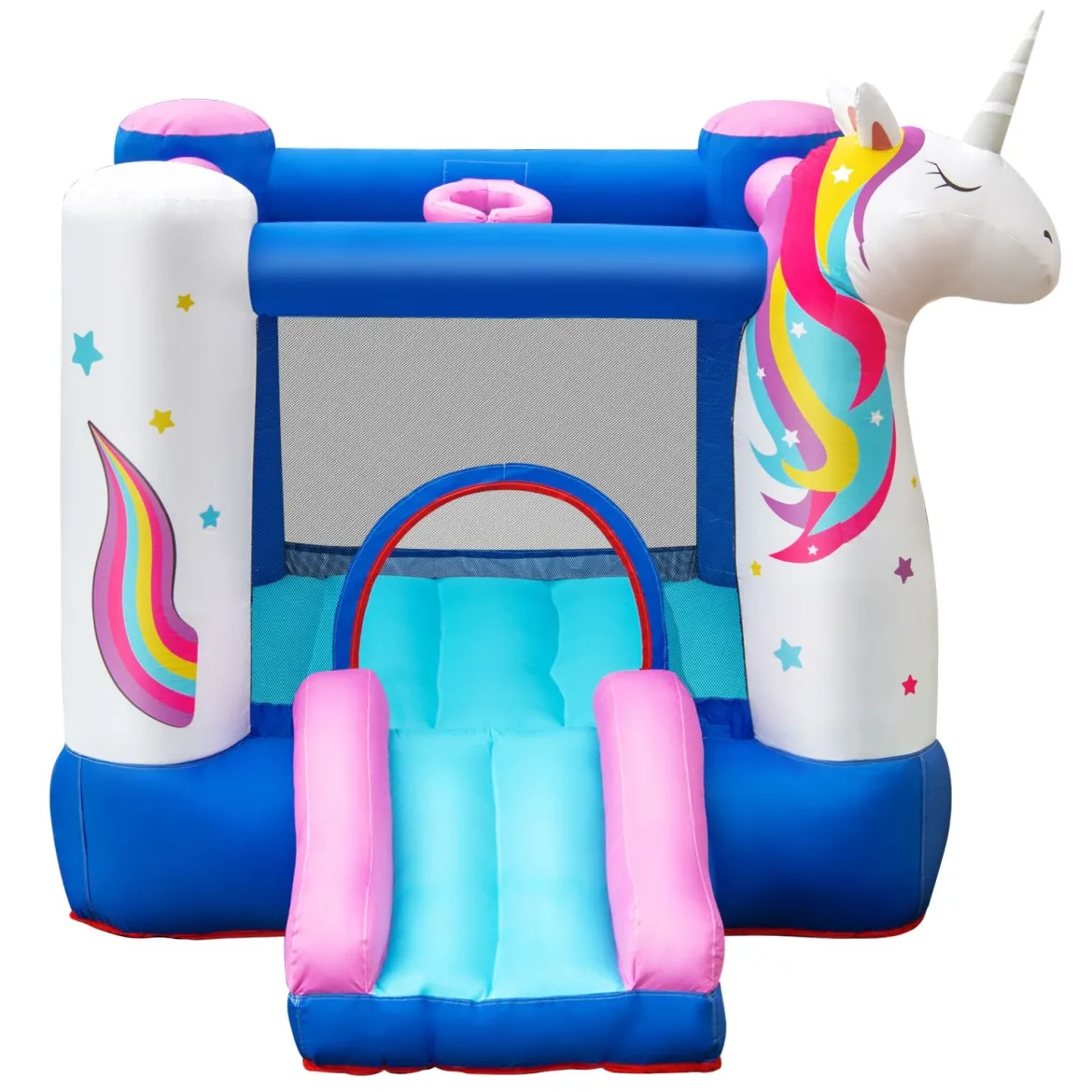Aufblasbare Hüpfburg Einhorn mit Rutsche Kinder Spielburg 270 x 200 x 196 cm Bunt