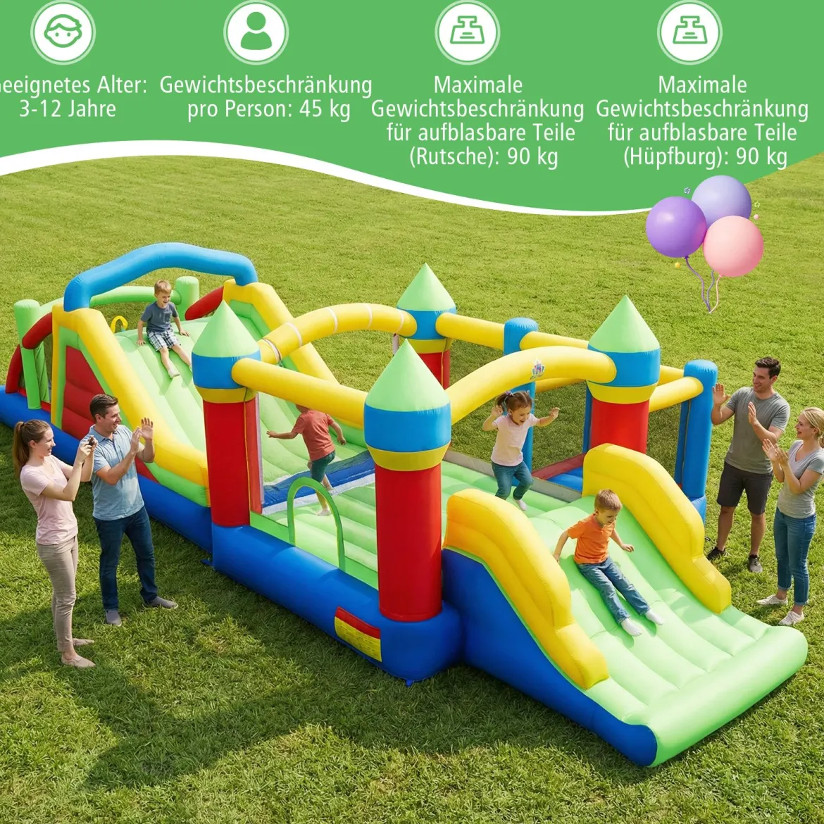 Aufblasbare Hüpfburg große Rutsche mit Sprungbereich Kinderhüpfburg (ohne Gebläse)