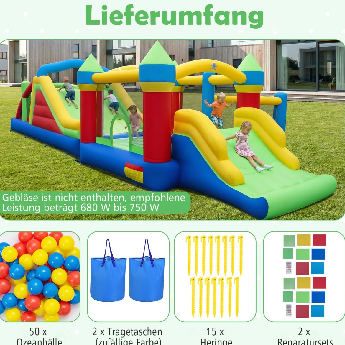 Aufblasbare Hüpfburg große Rutsche mit Sprungbereich Kinderhüpfburg (ohne Gebläse)