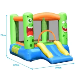 Aufblasbare Hüpfburg Kinderspielhaus mit Rutsche Springburg Trampolin Spielburg 270 x 203 x 173 cm Bunt
