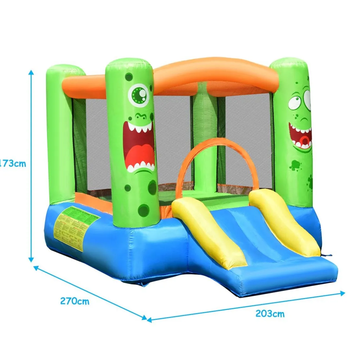 Aufblasbare Hüpfburg Kinderspielhaus mit Rutsche Springburg Trampolin Spielburg 270 x 203 x 173 cm Bunt