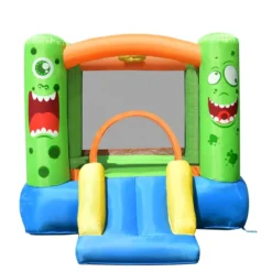Aufblasbare Hüpfburg Kinderspielhaus mit Rutsche Springburg Trampolin Spielburg 270 x 203 x 173 cm Bunt