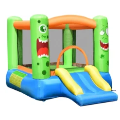 Aufblasbare Hüpfburg Kinderspielhaus mit Rutsche Springburg Trampolin Spielburg 270 x 203 x 173 cm Bunt