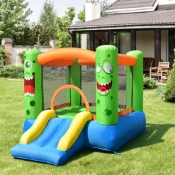 Aufblasbare Hüpfburg Kinderspielhaus mit Rutsche Springburg Trampolin Spielburg 270 x 203 x 173 cm Bunt