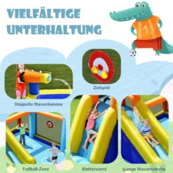 Aufblasbare Hüpfburg mit Gebläse Riesige Aufblasbare Wasserrutsche im Fußball Design Bunt
