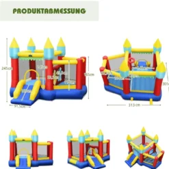 Aufblasbare Hüpfburg mit Rutsche Aufblasbares Trampolin 313 x 301 x 245 cm Bunt