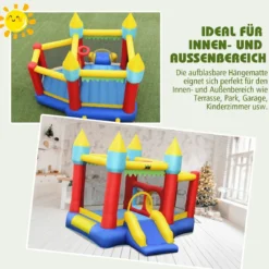 Aufblasbare Hüpfburg mit Rutsche Aufblasbares Trampolin 313 x 301 x 245 cm Bunt