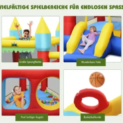 Aufblasbare Hüpfburg mit Rutsche Aufblasbares Trampolin 313 x 301 x 245 cm Bunt