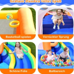 Aufblasbare Hüpfburg mit Rutsche Ballbecken Kinder Springburg Wasserpark 3x2x2m