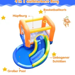 Aufblasbare Hüpfburg mit Rutsche Ballbecken Kinder Springburg Wasserpark 3x2x2m