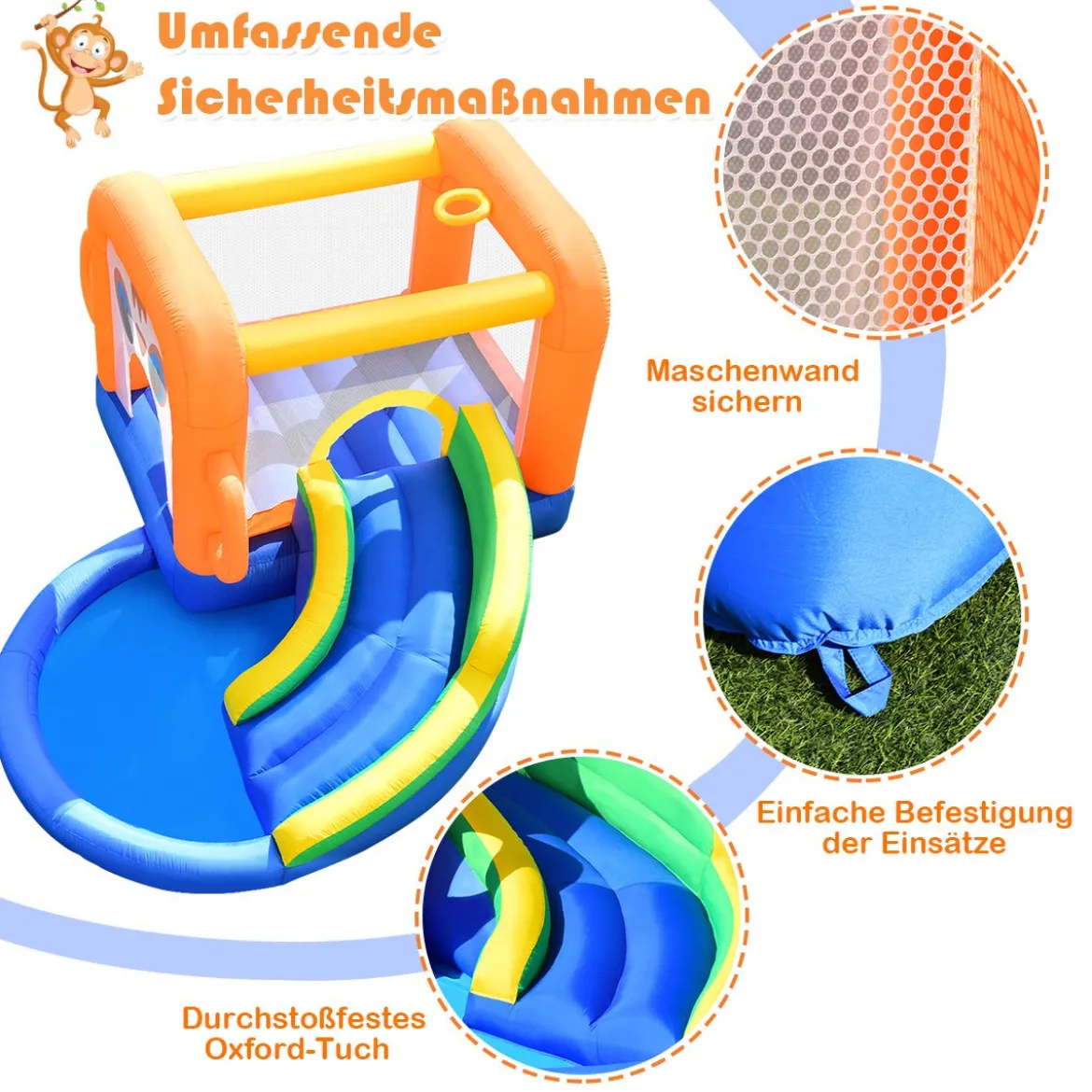 Aufblasbare Hüpfburg mit Rutsche Ballbecken Kinder Springburg Wasserpark 3x2x2m