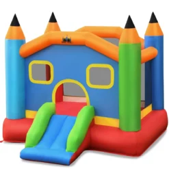 Aufblasbare Hüpfburg mit Rutsche Springburg Aufblasbares Trampolin Spielburg Outdoor 273x273x228cm
