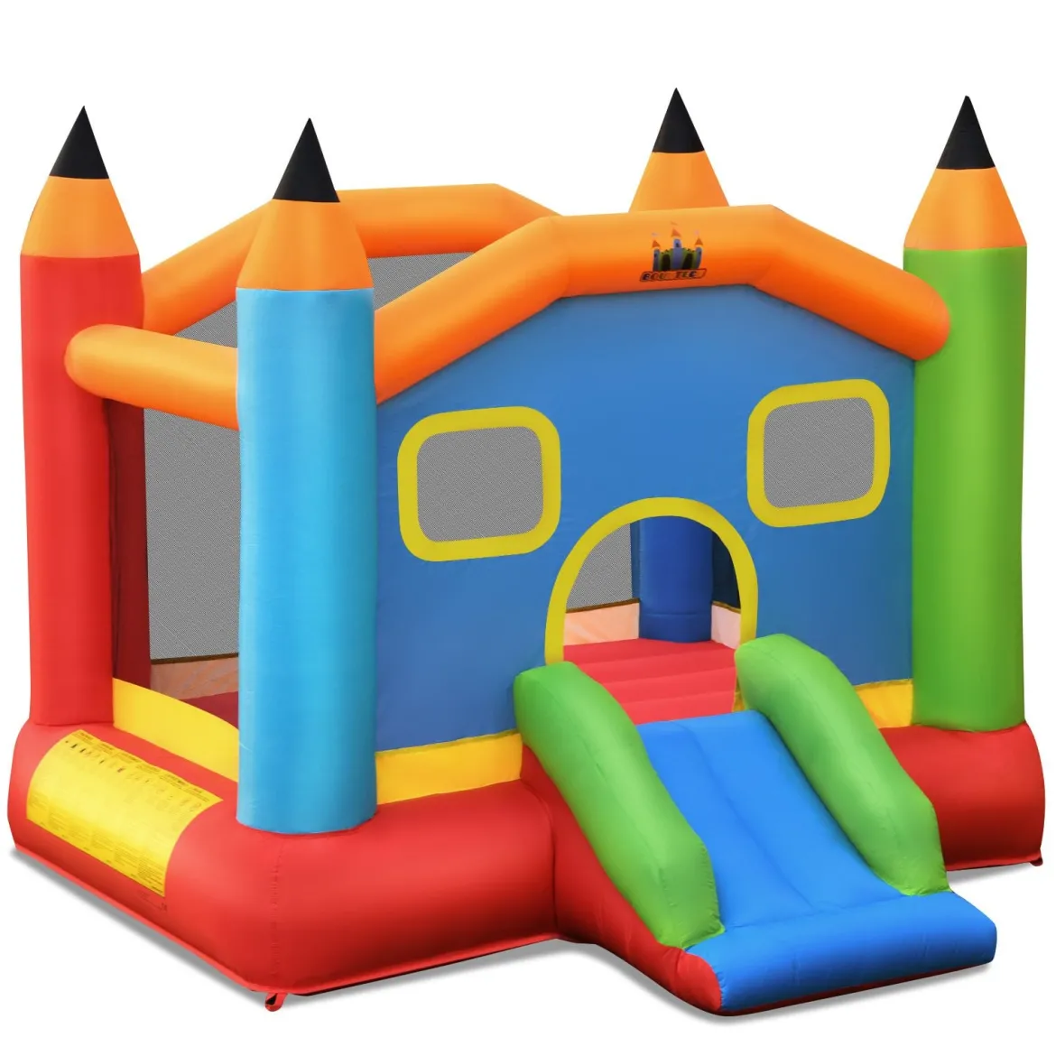 Aufblasbare Hüpfburg mit Rutsche Springburg Aufblasbares Trampolin Spielburg Outdoor 273x273x228cm