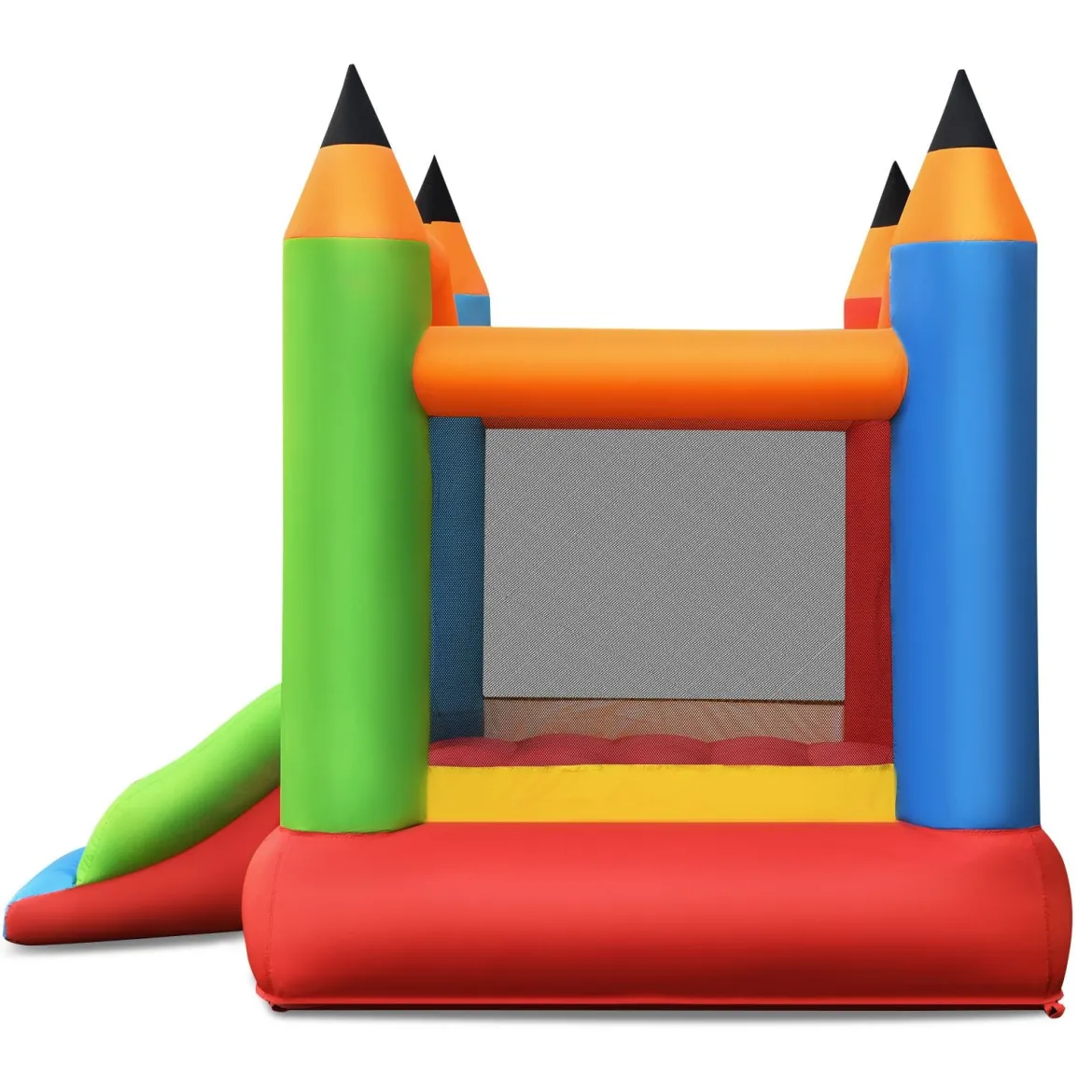 Aufblasbare Hüpfburg mit Rutsche Springburg Aufblasbares Trampolin Spielburg Outdoor 273x273x228cm