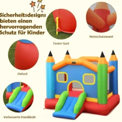 Aufblasbare Hüpfburg mit Rutsche Springburg Aufblasbares Trampolin Spielburg Outdoor 273x273x228cm