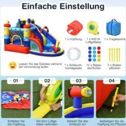 aufblasbare Hüpfburg mit 450W Gebläse Hüpfburg für Kinder im Schiffsstil für den Garten Bunt
