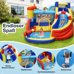 aufblasbare Hüpfburg mit 450W Gebläse Hüpfburg für Kinder im Schiffsstil für den Garten Bunt
