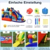 Aufblasbare Hüpfburg mit 550W Gebläse 6-in-1 Wasserpark mit Rutsche Planschbecken & Wasserkanone