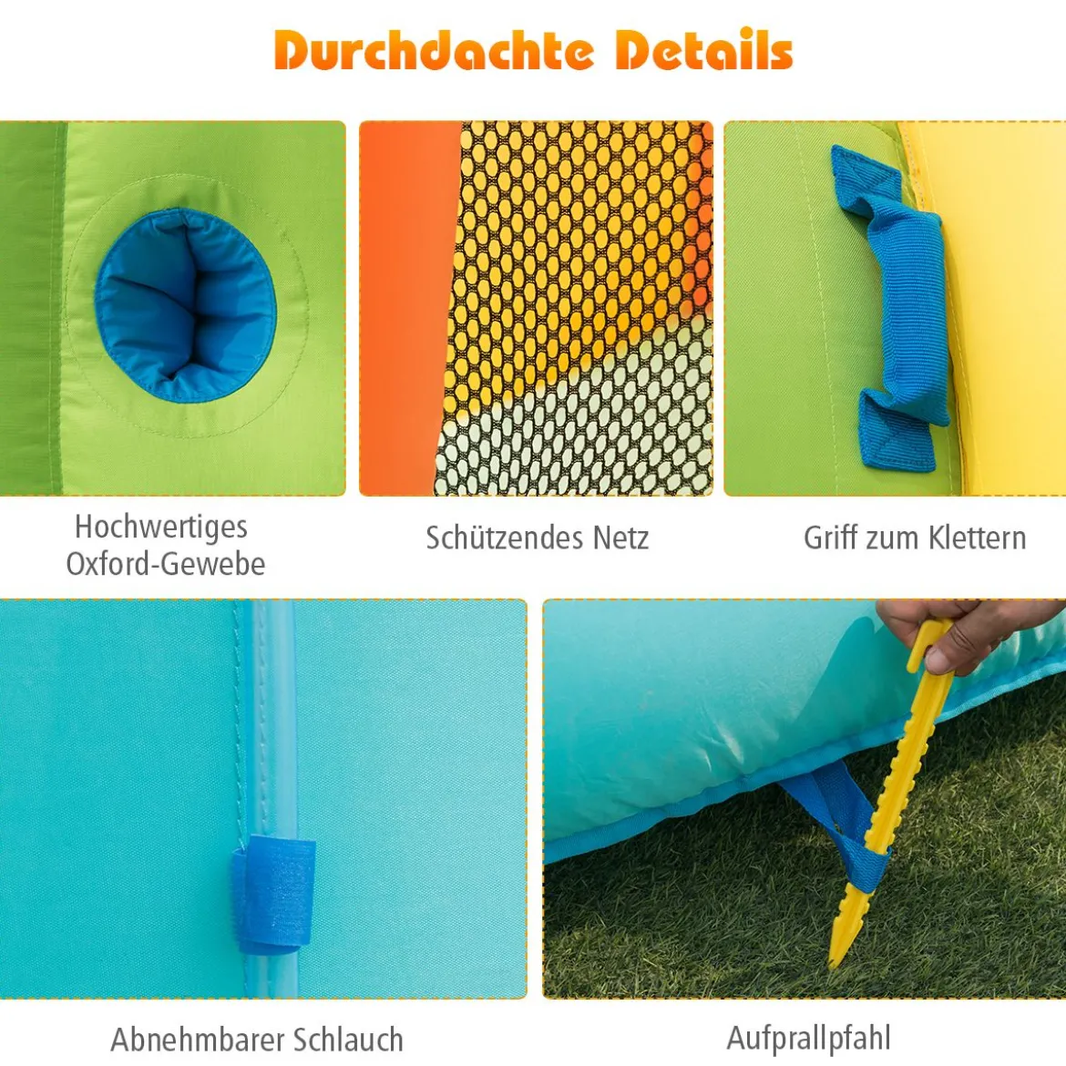 Aufblasbare Hüpfburg mit 450W Gebläse Wasserspielcenter Hüpfburg für Kinder 400 x 300 x 265 cm Bunt